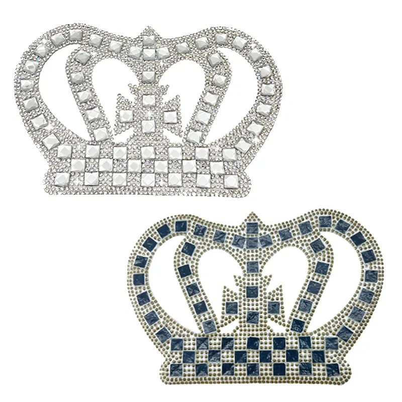 Fashion Accessories Various Design Iron on Glass Rhinestone Crown Patches Applique for Clothes