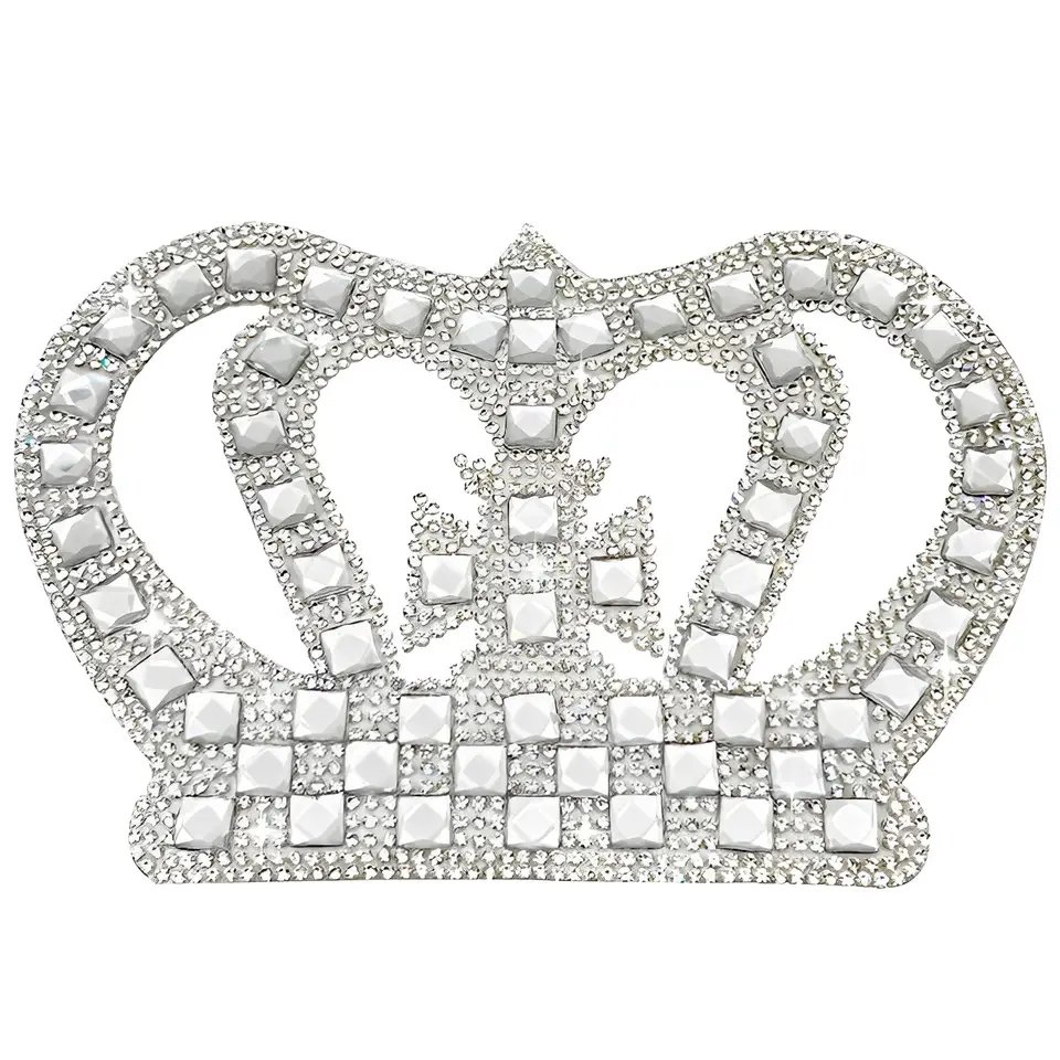 Fashion Accessories Various Design Iron on Glass Rhinestone Crown Patches Applique for Clothes