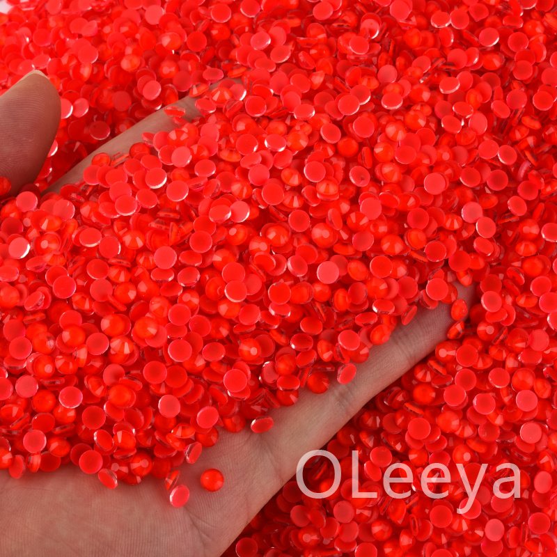 OLeeya Factory Rhinestone Wholesale Neon Fluorescence Flatback Non Hotfix Crystal Glow Under Dark For Nail Rhinestones