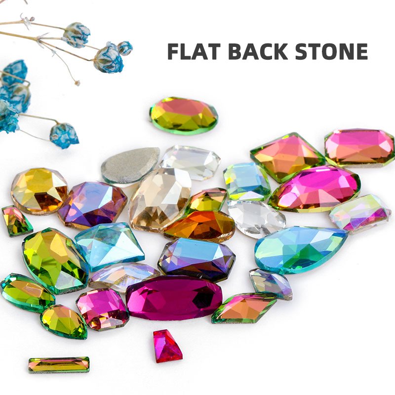 Xichuan 18 Colors fancy mixed shapes chamfering flatback k9 glass crystal stone crafts press on nail art supply drill rhinestone