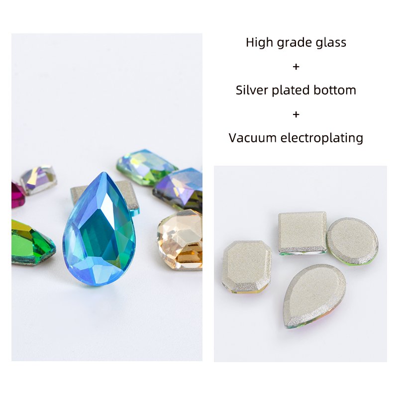 Xichuan 18 Colors fancy mixed shapes chamfering flatback k9 glass crystal stone crafts press on nail art supply drill rhinestone