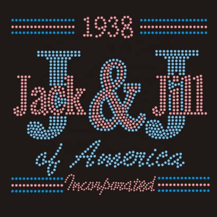 Custom Hotfix Heat Press Iron On Patches 1938 Jack and Jill of America Sorority Logo Patch Rhinestone Transfer