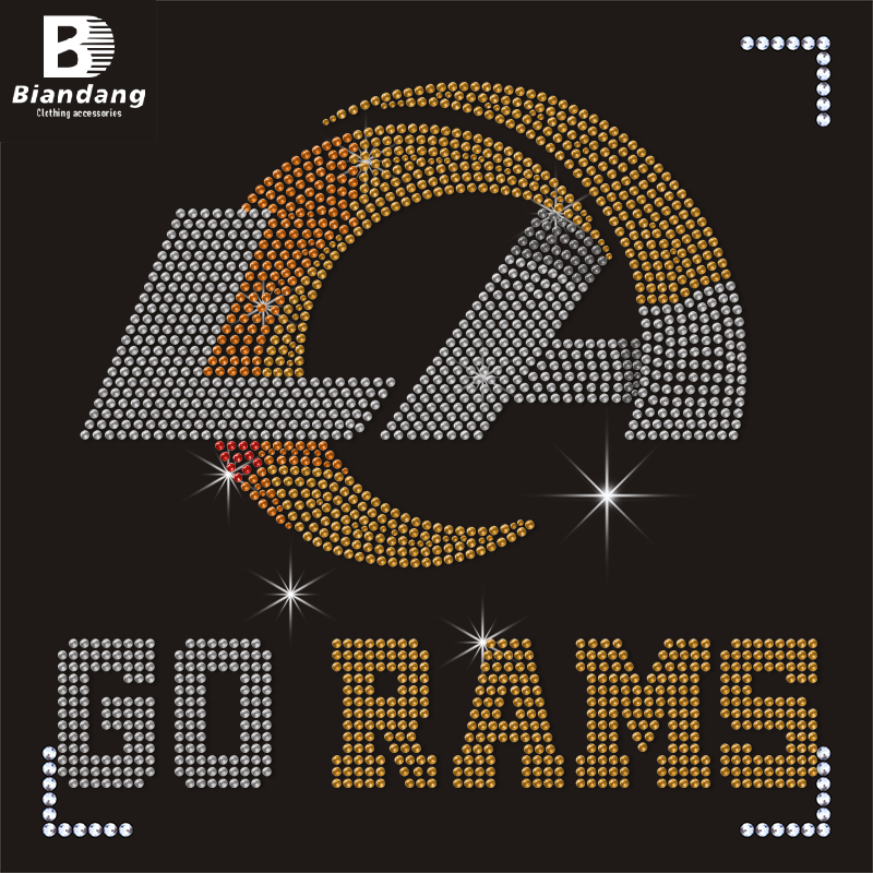 Popular Sparkle NFL Logo Rhinestone Iron On Motif Custom Bling Team Logo Rhinestone Heat Transfer Designs For Shirt