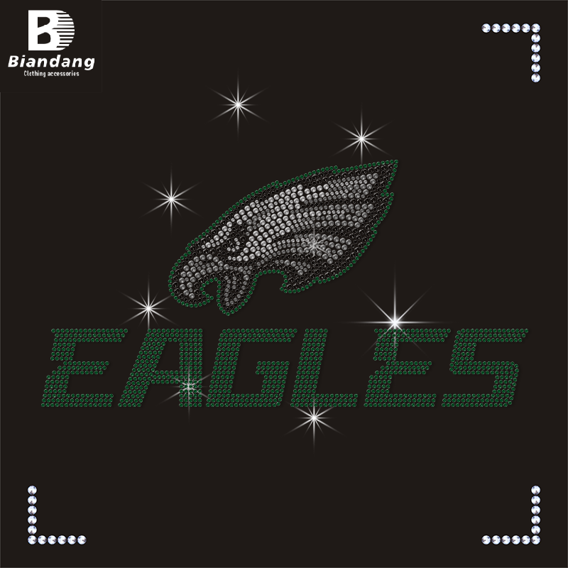 Popular Sparkle NFL Logo Rhinestone Iron On Motif Custom Bling Team Logo Rhinestone Heat Transfer Designs For Shirt