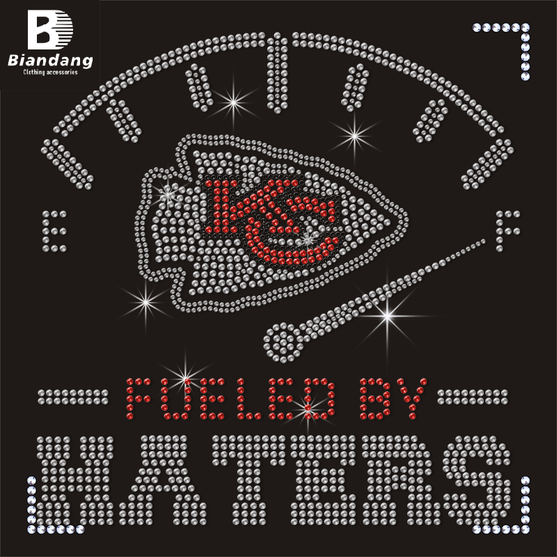 Popular Sparkle NFL Logo Rhinestone Iron On Motif Custom Bling Team Logo Rhinestone Heat Transfer Designs For Shirt