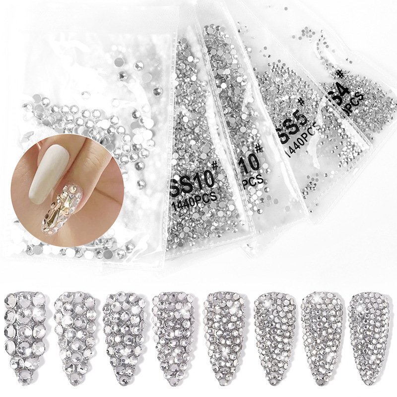 SS3-SS50 Nails Charm Decorations 3D Nail Art Rhinestone Flat Back Non Hotfix DIY Crystal AB Nail Strass Stones Rhinestones