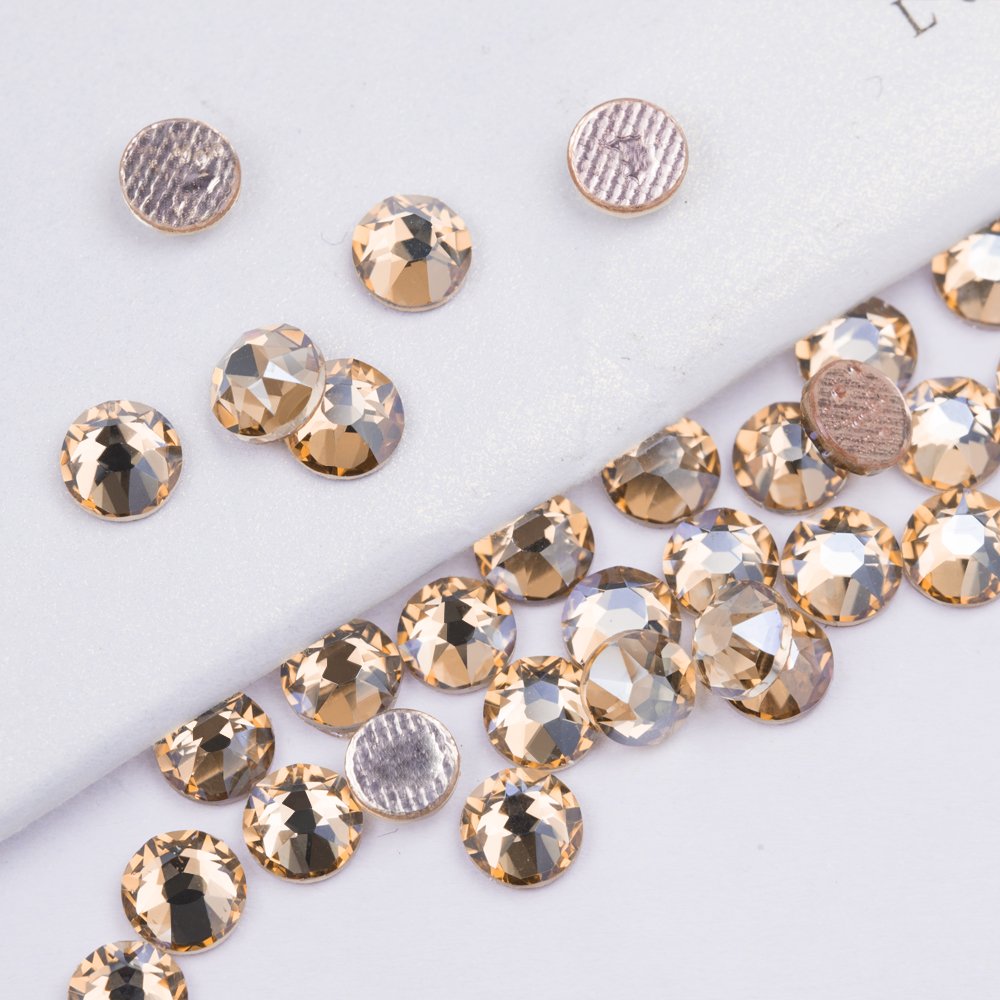 Junjiao Crystal Hotfix Rhinestone 16 Facets Cut 8 Big 8 Small Cuts Sun Flower Facets Ss8 Ss10 For Clothing Mc Rose For Nail Art