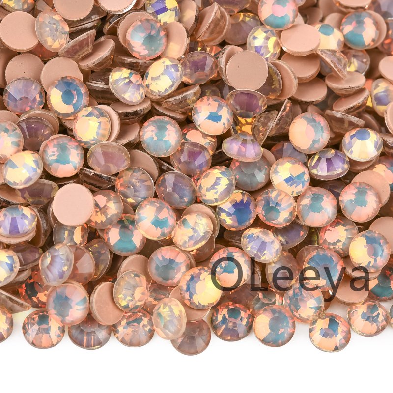 Oleeya Factory Glass Stones Good Quality Mocha Opal Colors Glass Non Hotfix Rhinestone Flat Back Rhinestones For Garment Tumbler
