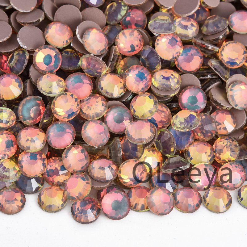 Oleeya Factory Glass Stones Good Quality Mocha Opal Colors Glass Non Hotfix Rhinestone Flat Back Rhinestones For Garment Tumbler
