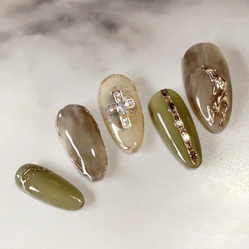 New Design Cross Shape Alloy With Rhinestones Nail Jewelry Decoration Stickers Flatback Rhinestones For Nail Art