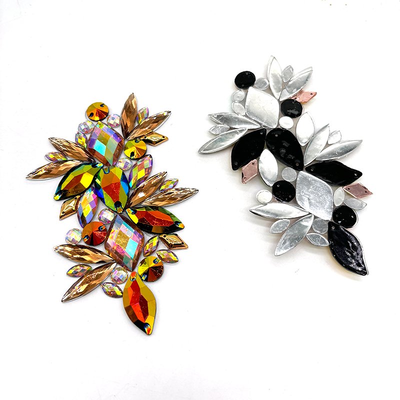 Handmade Hot fix Rhinestone Applique Patches Carnival DIY Costume Trimming Iron-on Shiny Resin Gem Trimming