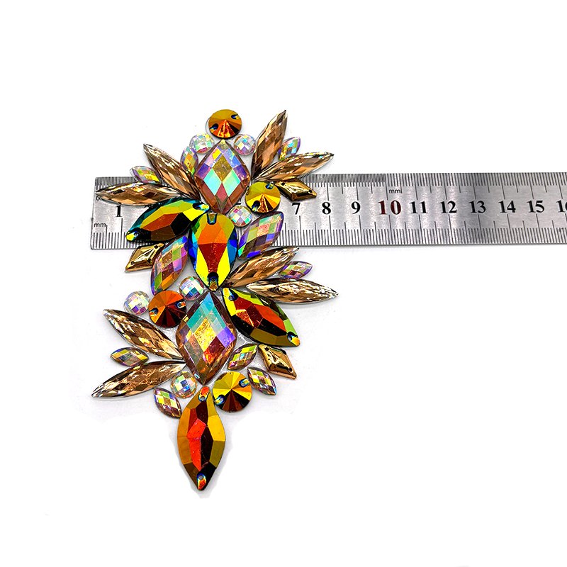 Handmade Hot fix Rhinestone Applique Patches Carnival DIY Costume Trimming Iron-on Shiny Resin Gem Trimming