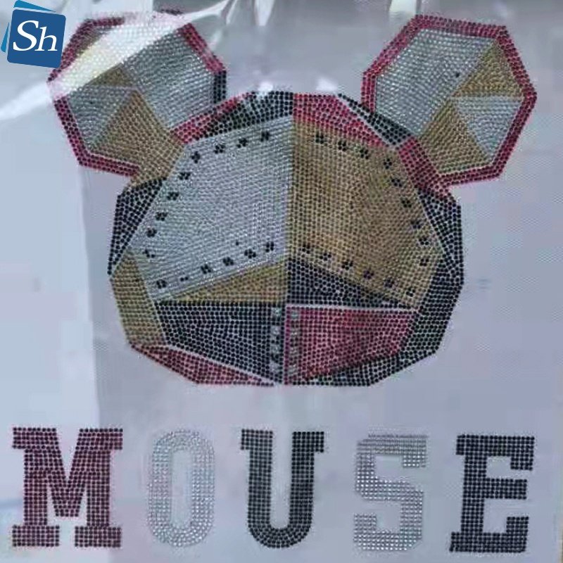 Pretty Custom Rhinestone Transfer T-shirt Rhinestone Motif Hot Fix Rhinestone Transfer Motif For Garment