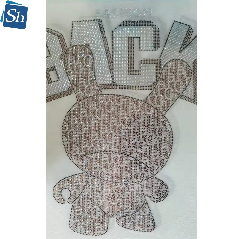 Pretty Custom Rhinestone Transfer T-shirt Rhinestone Motif Hot Fix Rhinestone Transfer Motif For Garment
