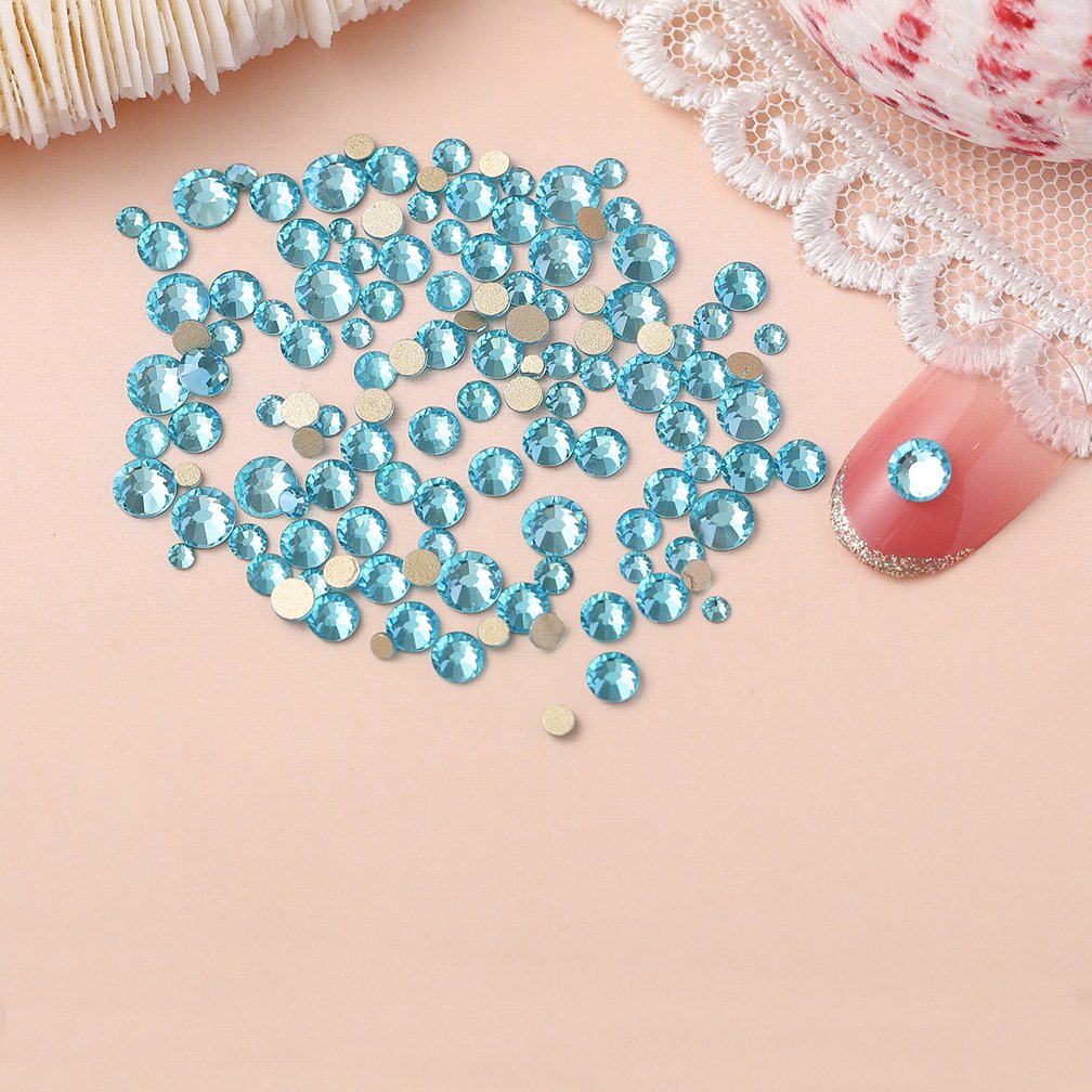 Mix Size Gold Back Non-Hotfix round Rhinestone Glue-On Flatback Loose Glass Stones for Shoes Garments Bags Nail Art