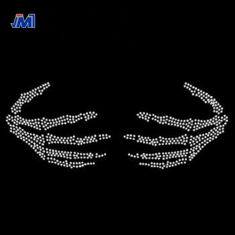 Fashionable Skull Custom Crystal Rhinestone Transfer Hot Fix Rhinestone for T-shirt