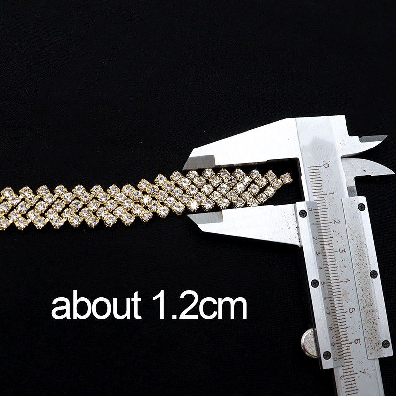 F033 Factory Wholesale Gold Crystal Diamond tassel waist chain bling rhinestone chain trimming for shoes boots decoration