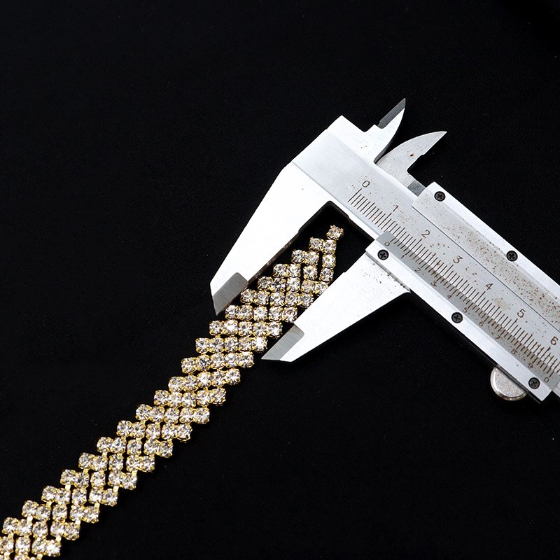 F033 Factory Wholesale Gold Crystal Diamond tassel waist chain bling rhinestone chain trimming for shoes boots decoration