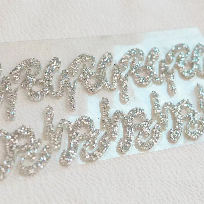 Factory Price Custom Resin crystal brand High quality Shiny rhinestone heat transfer stickers for T-shirts