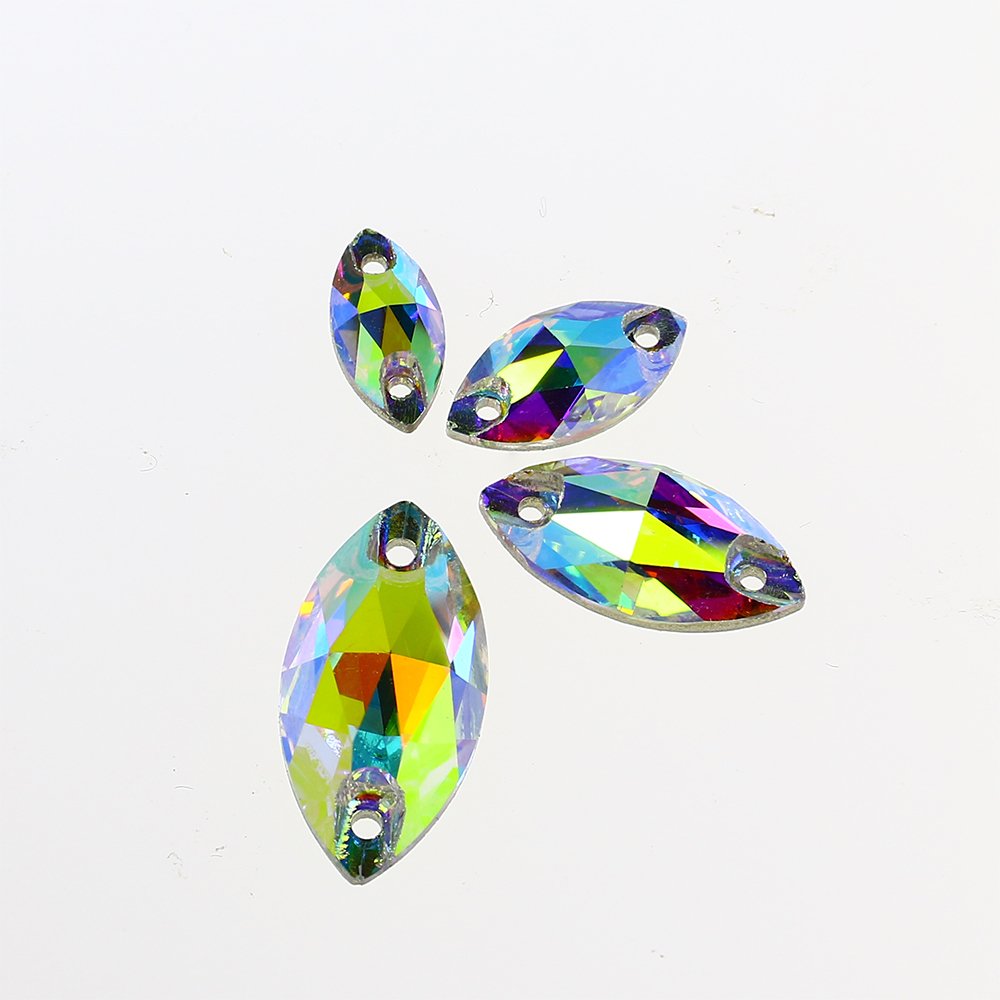 Navette 15*7mm Sew on crystal flatback glass rhinestones wholesale lead-free crystal beads for clothing diy sewing accessories