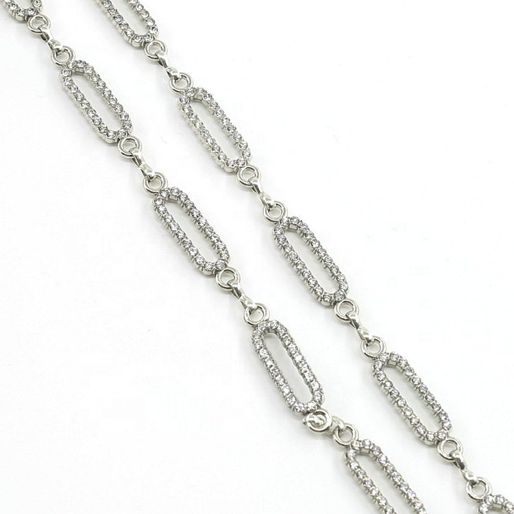 Fashion DIY accessories clear rhinestone alloy chain wholesale LT0357