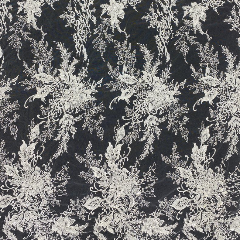 Embroidery crystal flower wedding lace fabric