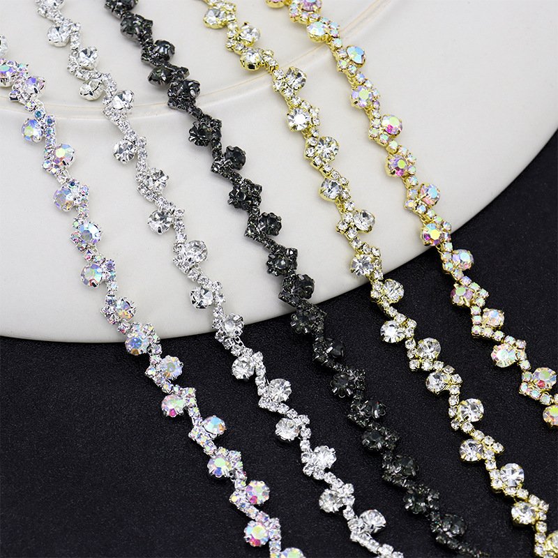 E020 High quality crystal rhinestone chain for garments decoration fringe rhinestone chain