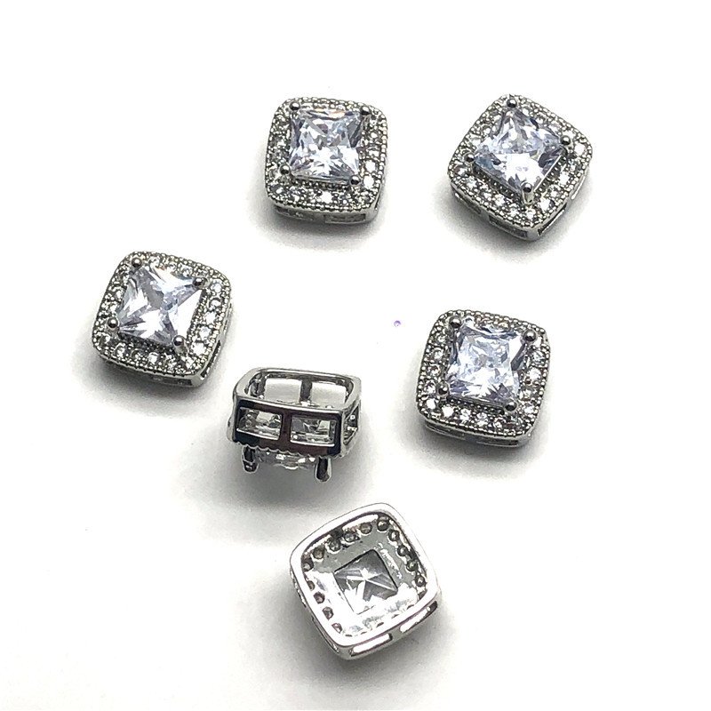 Crystal Wedding Bridal Bouquet Flower Zircon High-end Fancy Square Rhinestones Shank Button Metal For Garment