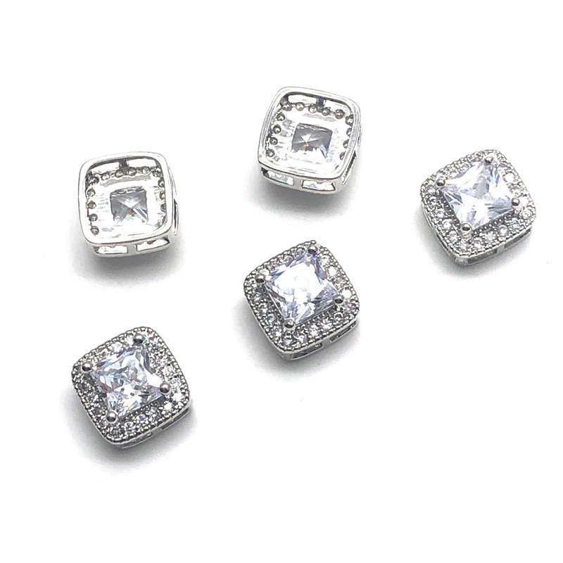 Crystal Wedding Bridal Bouquet Flower Zircon High-end Fancy Square Rhinestones Shank Button Metal For Garment