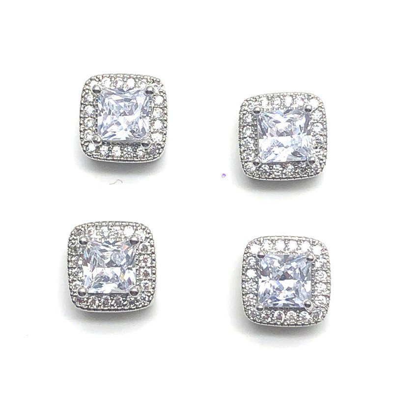 Crystal Wedding Bridal Bouquet Flower Zircon High-end Fancy Square Rhinestones Shank Button Metal For Garment