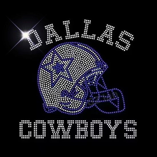 Cowboys Custom Rhinestones Transfer Strass USA Dallas NFL Star Football Motif Hot-fix Iron On Rhinestone Transfer