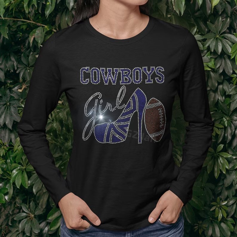 Cowboys Custom Rhinestones Transfer Strass USA Dallas NFL Star Football Motif Hot-fix Iron On Rhinestone Transfer