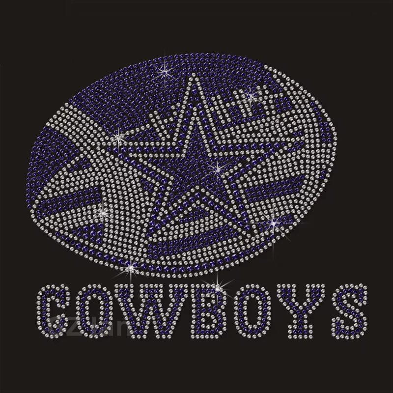 Cowboys Custom Rhinestones Transfer Strass USA Dallas NFL Star Football Motif Hot-fix Iron On Rhinestone Transfer