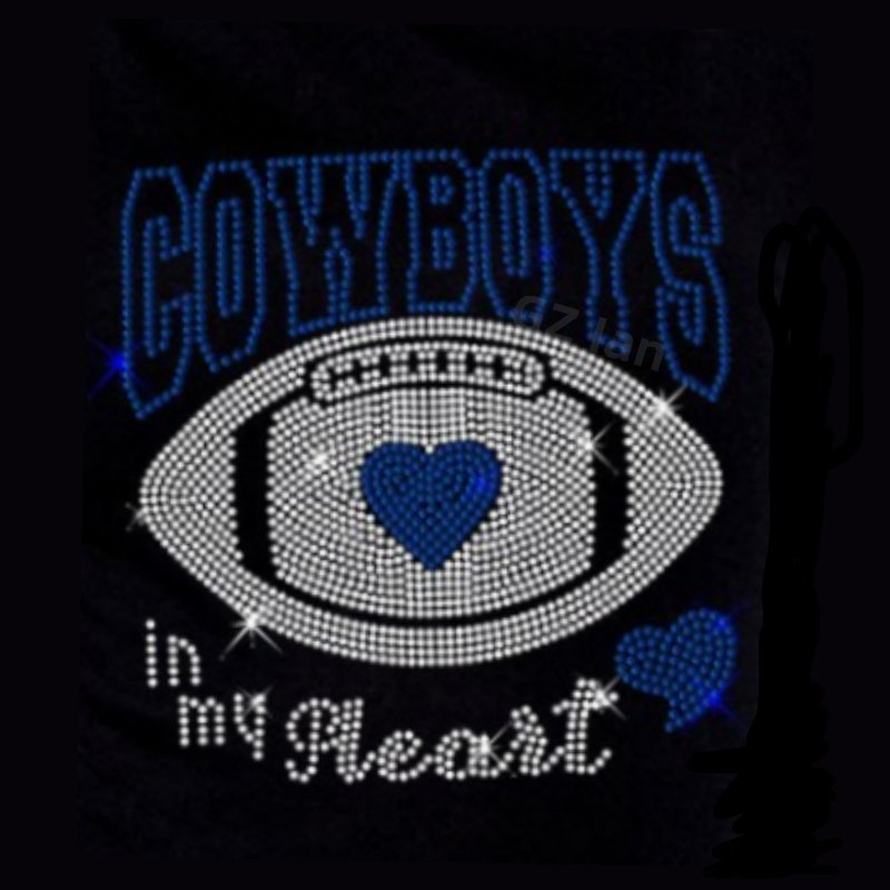 Cowboys Custom Rhinestones Transfer Strass USA Dallas NFL Star Football Motif Hot-fix Iron On Rhinestone Transfer