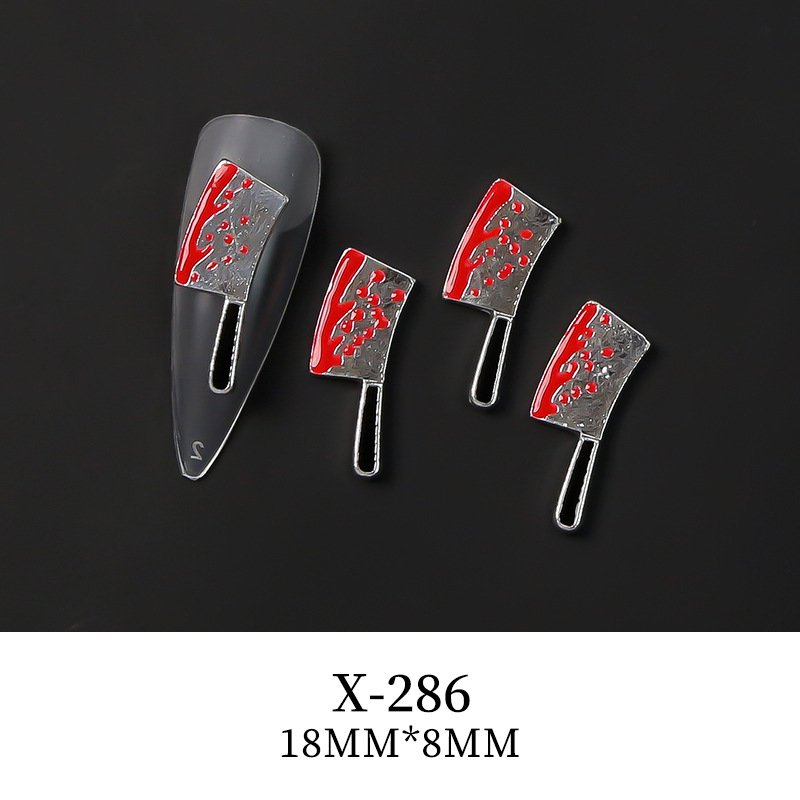 Halloween Blood Knife Nail Art Rhinestones 3D Metal Accessories for DIY Nail Salons and Jewelry for Nail Decorations