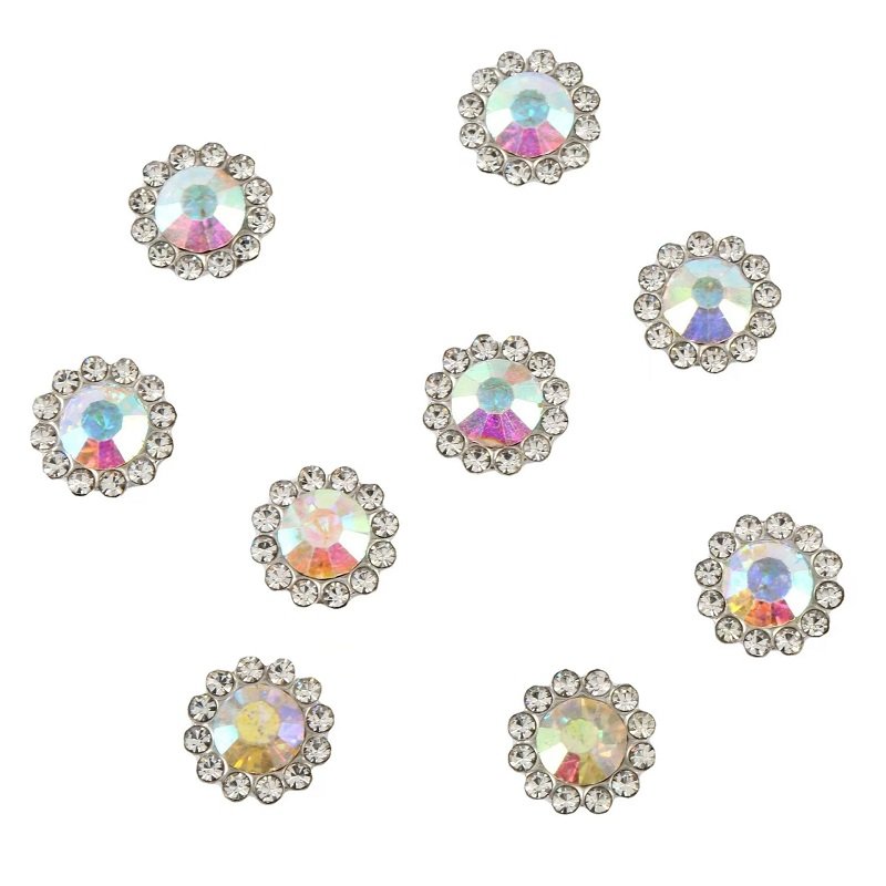 Hot Sale 12MM Sew on Rhinestones Crystals Glass Metal Base Sewing Flower Claw Rhinestones for Clothes