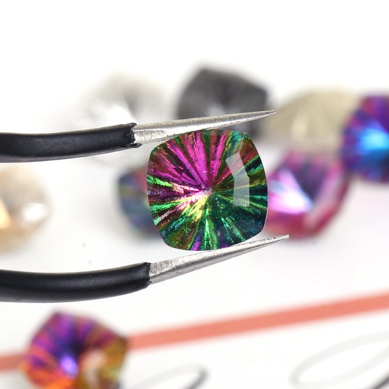 Junjiao Millennials Firework Cushion Square Fancy Stone Pointback Crystal Stone Rhinestone Nail Art Rhinestones