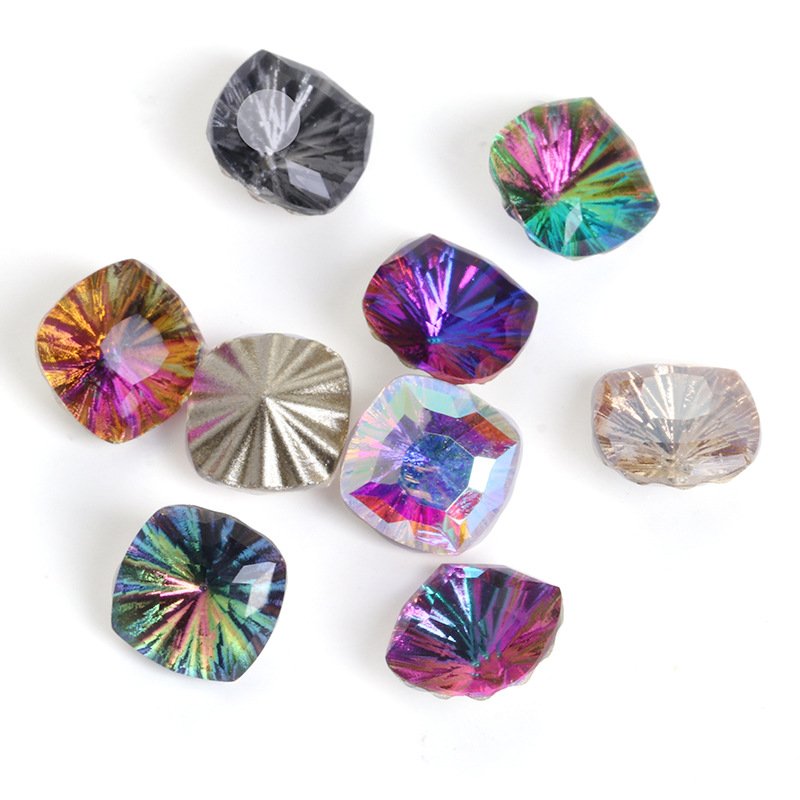 Junjiao Millennials Firework Cushion Square Fancy Stone Pointback Crystal Stone Rhinestone Nail Art Rhinestones