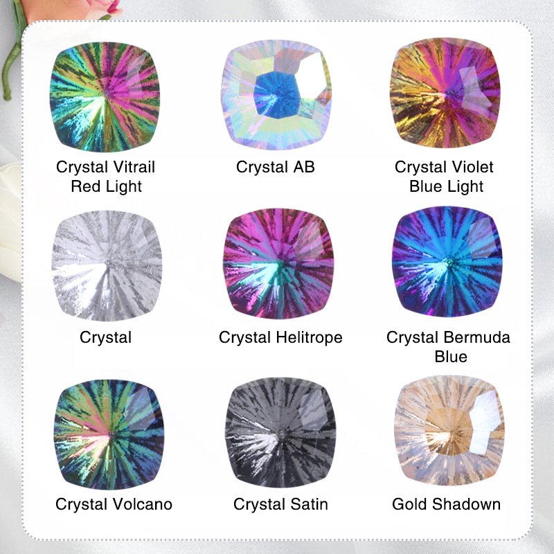 Junjiao Millennials Firework Cushion Square Fancy Stone Pointback Crystal Stone Rhinestone Nail Art Rhinestones