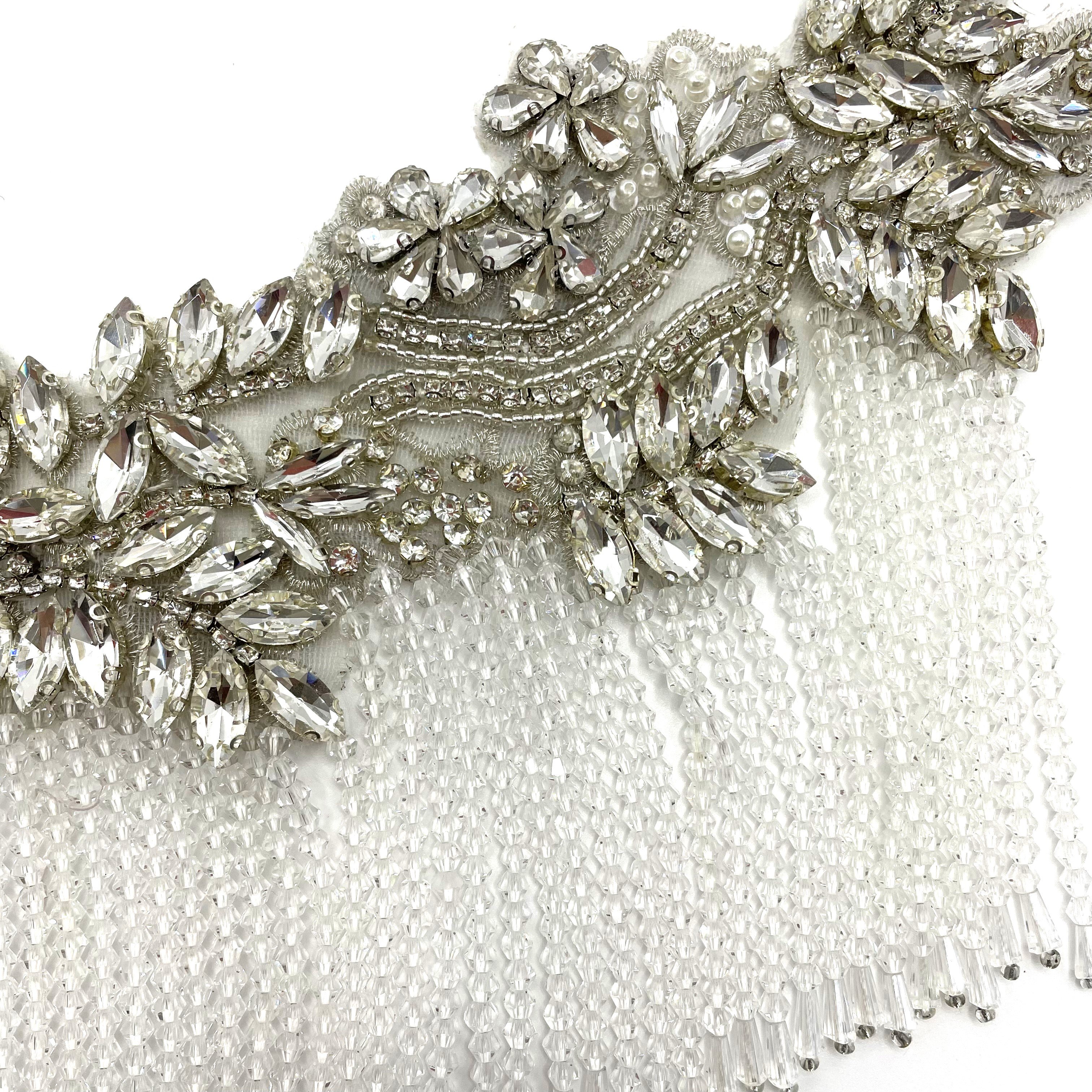 New Design Party Wedding Dress Bridal Flower Crystal Collar Neckline Rhinestone Applique