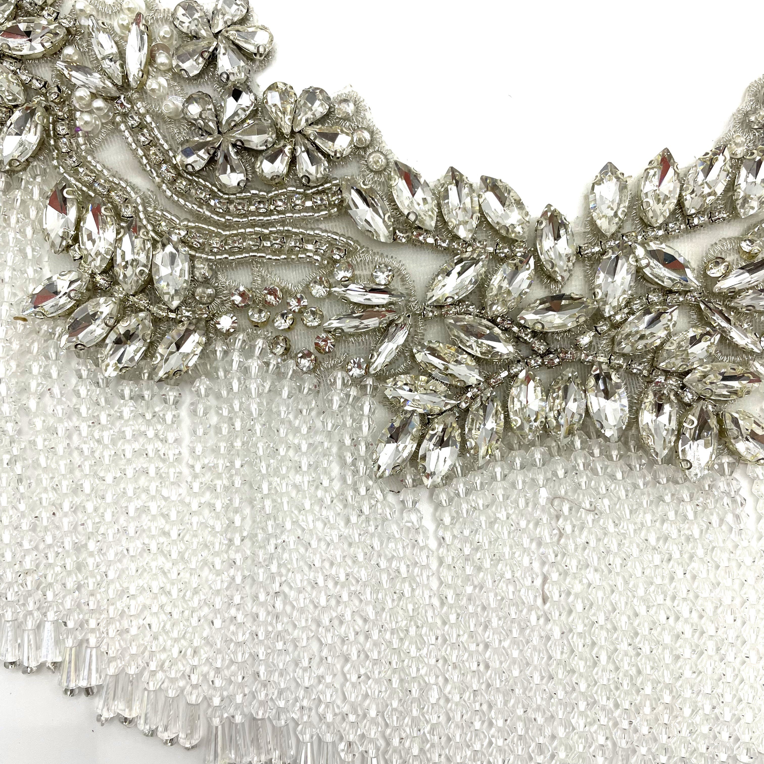 New Design Party Wedding Dress Bridal Flower Crystal Collar Neckline Rhinestone Applique