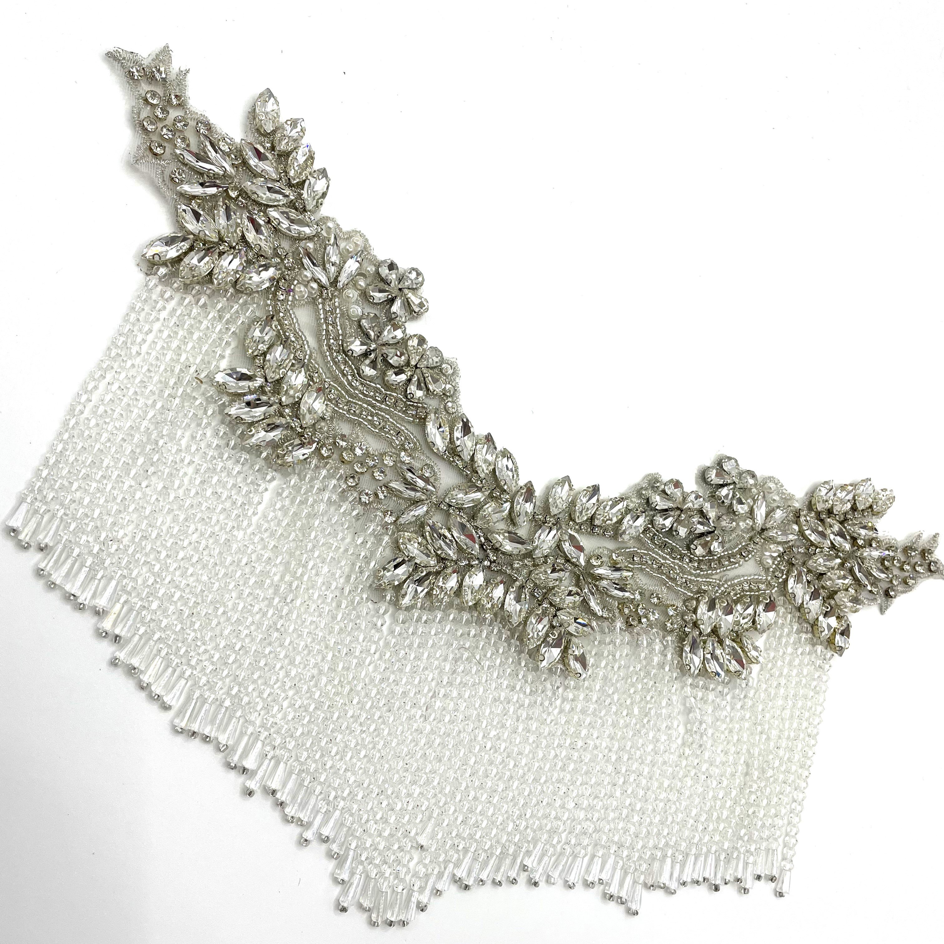 New Design Party Wedding Dress Bridal Flower Crystal Collar Neckline Rhinestone Applique