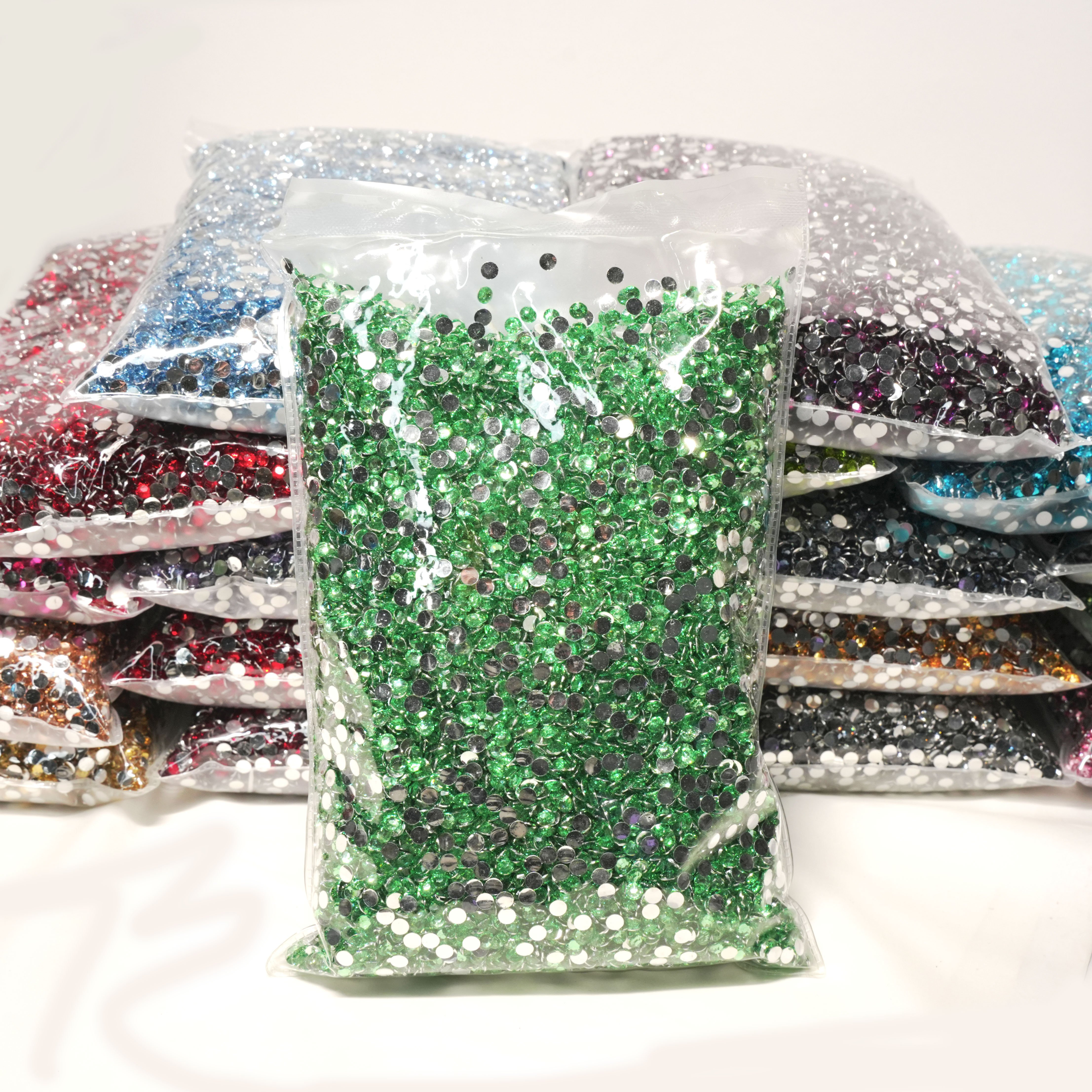XULIN Customized Color Package 2mm 3mm 4mm 5mm 6mm Flat Back Resin Rhinestone
