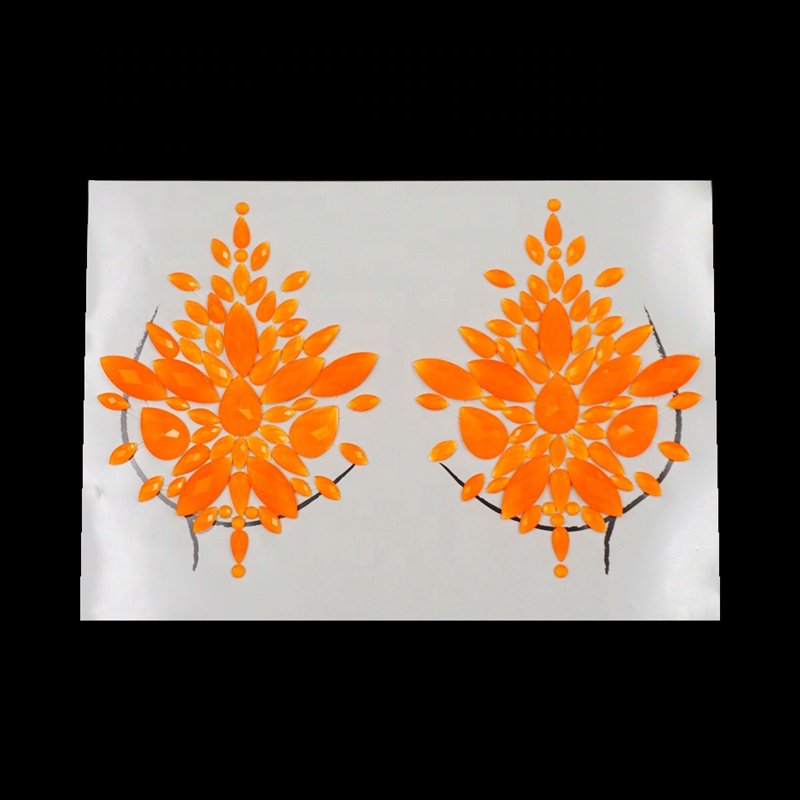 Free sample rhinestone headpiece Body Gems Sticker Breast Jewels Face Tattoo Chest nipple sticker Rhinestone for Women