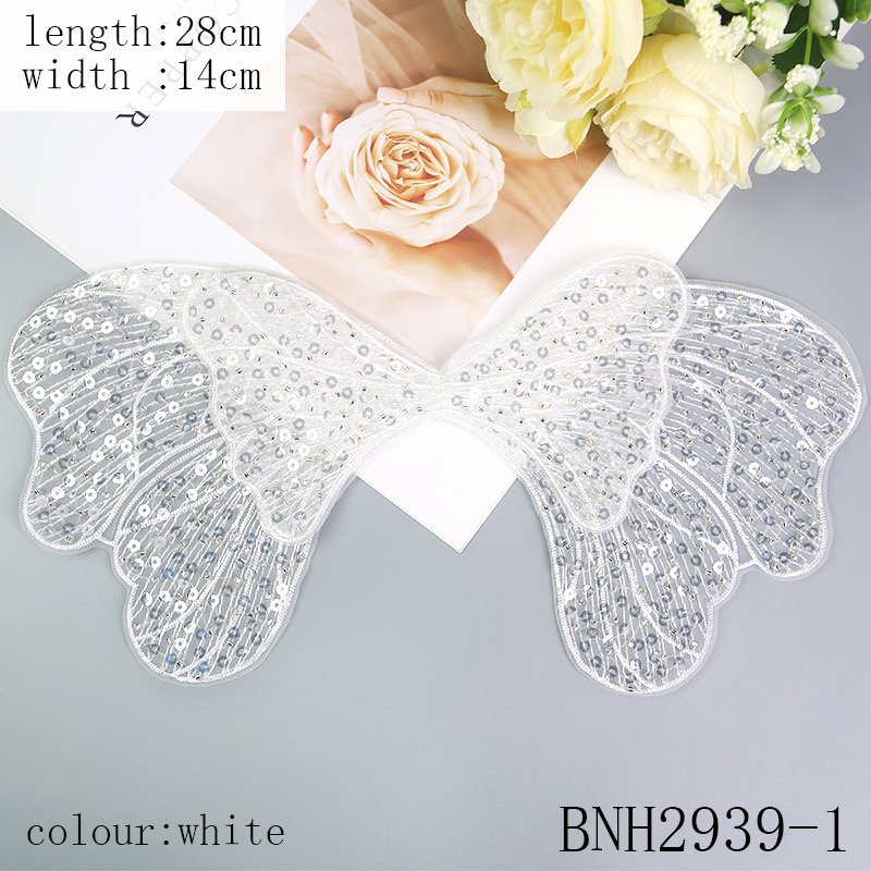 3d Applique Beaded Butterflies Butterfly Jeweled Applique White Lace Applique Rhinestone Patch Flower