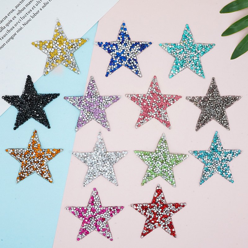 Wholesale Resin Diamond Hotfix Adhesive Mesh Patch DIY Hot Fix point back Rhinestone Motif Iron On Crystal Diamond Patch