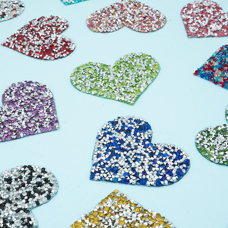 Wholesale Resin Diamond Hotfix Adhesive Mesh Patch DIY Hot Fix point back Rhinestone Motif Iron On Crystal Diamond Patch