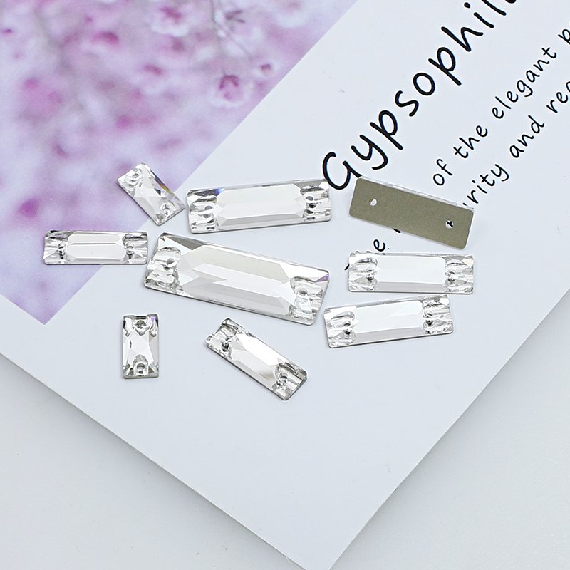 Dongzhou flatback crystals rectangle sew on rhinestones wholesale lead-free strass beads for garment shoes sewing accessories