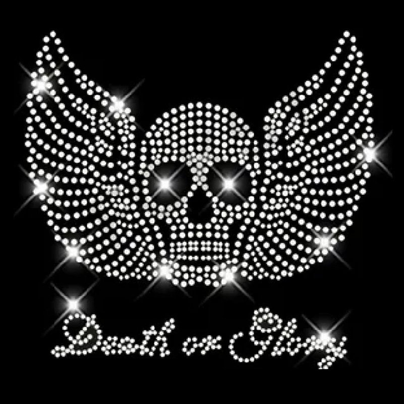Low MOQ Custom Halloween Skeletons Silver Rhinestone Hotfix Picture Creative Felt Cloth Diy Clothing Accessories Bag Decoration