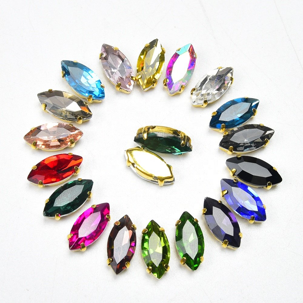 Horse Eye Glass Gold Claw Rhinestone Hand Sewing Crystal DIY Wedding Dress Clothing Decorative Accessories